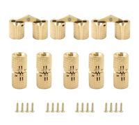 Bivethoi 10 Pcs 8mm Brass Barrel Hinges, Gold Jewelry Box Hinges 180-Degree Opening Invisible Cabinet Concealed Cylindrical Hinge for Furniture, DIY Crafts, Wooden Box