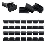 Bivethoi 20 PCS 7/8 x 1-1/2 Inch (20 x 40mm) Plastic Hole Plugs, Black Rectangle End Caps Furniture Foot Table Chair Legs Tube Plug Cap Protector