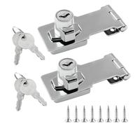 Bivethoi 2Pcs Keyed Hasp Locks 3 Inch Twist Knob Keyed Locking Hasp, Stainless Steel Hasp Latches Keyed Different for Small Doors, Cabinets (Sliver)