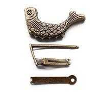 Bivethoi Vintage Fish Shaped Padlock, Bronze Antique Chinese Lock with Key for Jewelry Box Wooden Suitcase Drawer Home