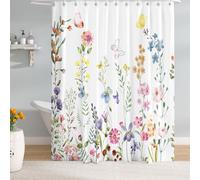 BIVINAR Extra Long Colorful Floral Butterfly Shower Curtain 72 x 84 Inch, Waterproof Fabric Botanical Flower Shower Curtain for Bathroom