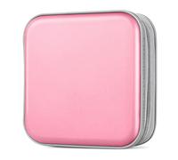Bivisen 48 Capacity CD/DVD Case Storage Holder Binder Organizer Portable Zipper Hard Plastic CD/DVD Cases Organizer Wallet Book for Car Home Travel (Light Pink)