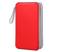 Bivisen CD Case Wallet, 80 Capacity DVD VCD Media Blu-ray Case Wallet Holder Storage Organizer (Red)