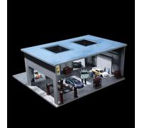 Bivitre 1/64 Diorama Display Case Garage with LED Lights - Compatible with Hot Wheels Matchbox Mini GT Diecast Cars, for 1:64 Model Car Display and Show Off (Factory)