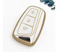 BIVVI 4 Buttons TPU Car Remote Key Case Cover Fob, For Hyundai Santa Fe Sport Ix45 Genesis G80 Azera Soft Key Shell,White 3 key shell accessories decoration