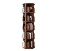 BIVVI Bookshelf 360 °Rotating Bookshelf Solid Wood Standing Bookcase 5 Tier Book Rack Freestanding Display Storage Shelves Bookshelves