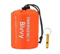 Bivvy Bag Survival Emergency Blanket - Waterproof Cold Protection With Whistle - Reusable for Outdoor Camping Hiking (Bright Orange)