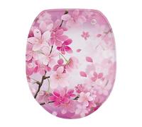 Bivxisrvo Cherry Blossom Print Toilet Seat Lid Cover Polyester Fabric Dustproof Toilet Seat Covers for Bathroom Tank Protector Cover Keep Clean Tidy Universal for Most Toilet Bowl Lids