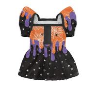 Bivxisrvo Dog Halloween Dresses for Small Dogs with D Ring Spider Web Pet Doggy Outfits Lightweight Puppy Princess Skirt Birthday Dress Female Doggie Halloween Costumes