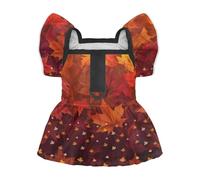 Bivxisrvo Maple Leaf Dog Dress for Large Dogs - Breathable Fall Puppy Skirt with D-Ring, Thanksgiving Princess Outfit for Girl Dogs & Cats Lightweight Pet Dress for Birthday & Outdoor Apparel