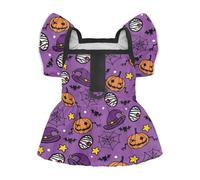 Bivxisrvo Pumpkin Halloween Dog Dress for Medium Dogs Breathable Puppy Sundress Cute Ruffled Sleeve Outfit for Chihuahua, Yorkie, Funny Holiday Doggy Cats Halloween Costumes
