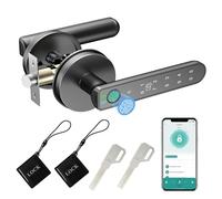 BIWIBON Fingerprint Door Lock, 5 in 1 Smart Door Knob with Smart APP/Fingerprint/IC Cards/Password/Backup Keys, Door Button to