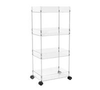 BIWKONI Rolling Storage Trolley Utility Acrylic Cart Multifunction with Wheel Kitchen Bathroom Laundry Movable Organizer Shelf,Clear,4 Tier