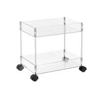 BIWKONI Rolling Storage Trolley Utility Acrylic Cart Multifunction with Wheel Kitchen Bathroom Laundry Movable Organizer Shelf,Clear,2 Tier