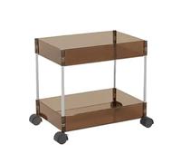BIWKONI Rolling Storage Trolley Utility Acrylic Cart Multifunction with Wheel Kitchen Bathroom Laundry Movable Organizer Shelf,Brown,2 Tier