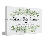 BIWSHA Bless This Home Wall Art Prints Decor for Religious Bedroom Bathroom, Family Themed Art Decor, 14x11 Inch, Housewarming Gifts, New Home Owner Gift
