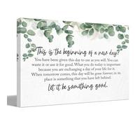 BIWSHA Inspirational This is the Beginning of a New Day Canvas Wall Art Prints Decor for Home Bathroom Bedroom Living Room Office，Motivation Themed Art Decor 16x24 Inch,Positive Saying Art Gifts