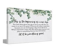 BIWSHA Office Wall Art Decor, Motivational Inspirational Canvas Wall Art Decor for Office Decorations for Work Eucalyptus Bathroom This is the Beginning of a New Day 11x14 Inch