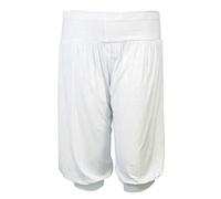 BIWTUP Ladies 3/4 Harem Baggy Shorts Women Plain Cropped Ali Baba Trousers Pants 8-26 (White, UK 20-22 XXL)