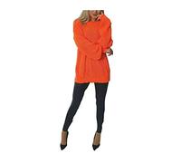 BIWTUP Ladies Long Sleeves Crew Neck Knitted Over Sized Jumper Womens Fisher Baggy Chunky Knit Sweater Jumper Top Orange