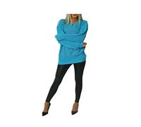 BIWTUP Ladies Long Sleeves Crew Neck Knitted Over Sized Jumper Womens Fisher Baggy Chunky Knit Sweater Jumper Top Turquoise