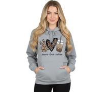 BIWTUP Womens Oversized Hoodie Long Sleeve PEACE LOVE COFFEE Print Hooded Sweatshirt Casual Cozy Pullover Top