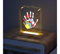 Bixinyo Family Handprint Kit - Personalized Gifts for New Parents, Family Gifts, Newborn Keepsake Baby Hand and Footprint Kit, New Mom & Shower Gifts, Non-Toxic Paint, Soft Night Light (Multi-Color)