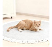 BIXMK Cotton Rope Area Rug for Cats, Nestoly Cat Scratching Rug, Washable Round Vintage Reversible Woven Tassel Rug, Soft and Stylish Home Accent, Easy Clean, Multiple Sizes (Grey, 24 Inch)
