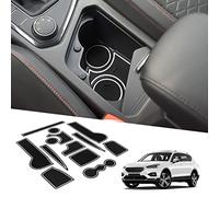 BIXUAN compatible with Seat Tarraco VW Tiguan 2 MK2 2016-2022 non-slip mats, centre console armrest rubber mats, cup holder mat, anti-slip door seam mats, door slot mat, pack of 13 white