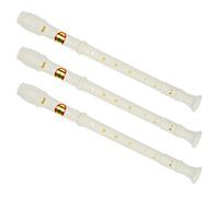 biyan 3X Students Creamy-white Plastic 8 Holes Flute Recorder W Cleaning Stick