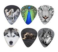 Biyejit 6 Pieces Guitar Picks, Animals Pattern Guitar Picks Complete Gift Set For Guitarist, Durable and Washable