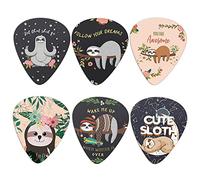 Biyejit 6 Pieces Guitar Picks, Cute Sloth Print Guitar Picks & Unique Guitar Gift for Acoustic Guitar, Bass and Electric Guitar (0.96mm)