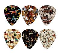 Biyejit 6 Pieces Guitar Picks, Horses Print Guitar Picks Complete Gift Set For Guitarist, Durable and Washable