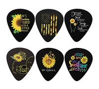 Biyejit 6 Pieces Guitar Picks, Sunflowers Print Guitar Picks & Unique Guitar Gift for Acoustic Guitar, Bass and Electric Guitar (0.96mm)