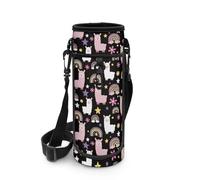 Biyejit Alpaca Water Bottle Bag Zipper Cup Holder with Adjustable Shoulder Straps Portable Sling Bottle Bag Case Accessories for Mountain, Road Bike Cycling