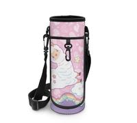 Biyejit Alpaca Water Bottle Bag Zipper Water Cup Bag Holder with Adjustable Shoulder Straps Lightweight Sling Bottle Bag Case Accessories for Girls Kids Hiking Walking Sports Gym