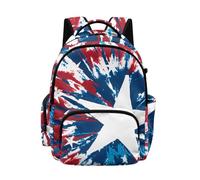 Biyejit American Stars Tie Dye Girls School Backpack with Side Pockets Casual Daypack for Kids Primary Schoolbag Biking Camping Travel