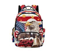 Biyejit American Stripe Eagle 250 Years Kids Large Capacity Backpack School Rucksack Lightweight School Bag for Middle-School Elementary Boys Daily Commute, 1776-2026