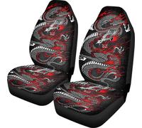 Biyejit Asion Dragon Print 2PCS Vehicle & Trucks Bucket Seats for Cars Dustproof Front Car Seat Cover Protector Cushion Auto Accessories