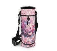 Biyejit Axolotl Axolotl Water Bottle Bag Zipper Water Cup Bag Holder with Adjustable Shoulder Straps Washbale Sling Bottle Bag Case Accessories for Men Women Kids Sports Gym