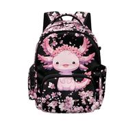 Biyejit Axolotl Cherry Floral Durable Kids Backpack Lightweight School Bag Large Capacity Rucksack for Elementary Kids Girls Travel and Outdoor