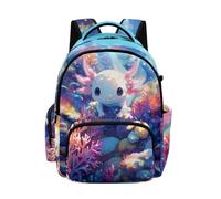 Biyejit Axolotl Sea Coral Girls Kids Backpack Lightweight Comfortable School Bag with Multi Pockets Rucksack for Elementary Middle School Hiking Camping