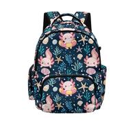 Biyejit Axolotl Seaweed Kids Large Capacity Backpack School Rucksack Lightweight School Bag for Middle-School Elementary Boys Girls Daily Commute