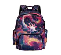 Biyejit Axolotl Starry Kids Backpack Lightweight School Bag Large Capacity Rucksack for Elementary Kids Girls Travel and Outdoor
