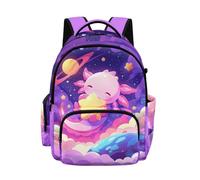 Biyejit Axolotl Starry Sky Kids Backpacks Boys School Bag Lightweight Rucksack for Elementary Middle School Teen Students