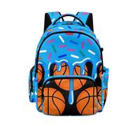 Biyejit Basketball Donut Boys School Backpack with Side Pockets Casual Daypack for Kids Primary Schoolbag Biking Camping Travel