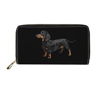 Biyejit Black Dachshund Print Women Travel Wallet Long Coin Purse Clutch Cell Phone Case Gift for Girls