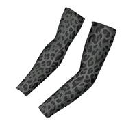 Biyejit Black Leopard Print Sports Arm Sleeves Cooling Compression Arm Sleeves Anti Slip Outdoor Activities Sun Protection Tattoo Cover