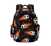 Biyejit Black Soccer Flame Kids Backpacks Boys Girls School Bag Lightweight Rucksack for Elementary Middle School Teen Students
