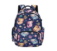 Biyejit Blue Axolotl Kids Backpack Back to School Lightweight Durable Rucksack for Girls Elementary Daypack School Outdoor